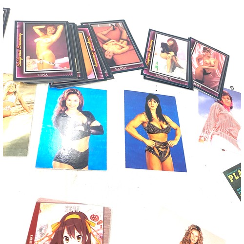 71 - Selection of collectors cards includes Goddels manga cards, Playboy April collection cards, WWE Diva... 