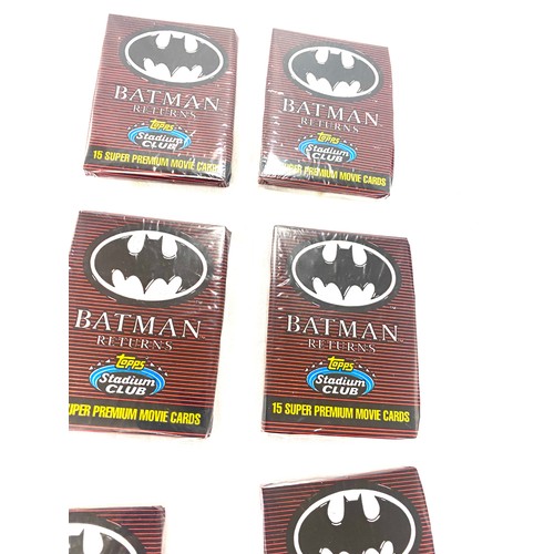 142 - Selection of Batman Topps trading card packs, 10 sealed packs in total, each pack contains 15 super ... 