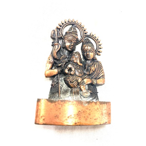 455 - Old Copper idol of shiva, paravati and granesh, hindu/ sindu