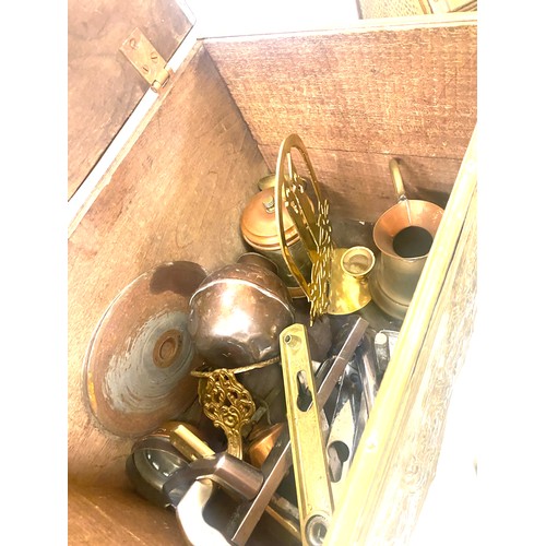 368 - Brass box, magazine rack and a selection of brass