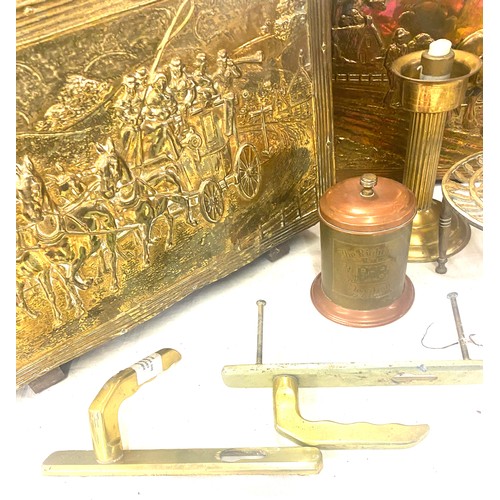 368 - Brass box, magazine rack and a selection of brass