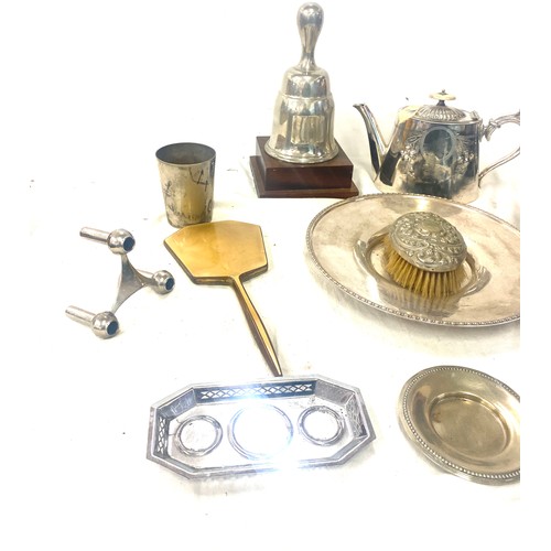 202 - Selection of Silver plated items includes brush, tea pot etc