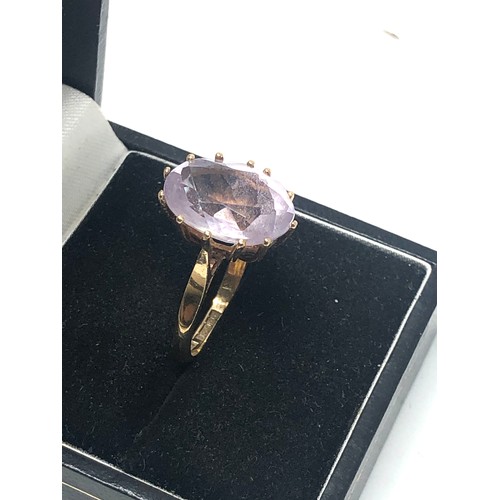 222 - 9ct gold amethyst cocktail ring (3.7g)