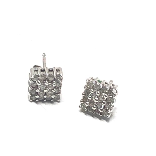 227 - 10ct white gold diamond earrings (1.9g)