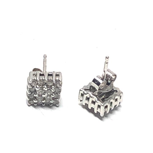 227 - 10ct white gold diamond earrings (1.9g)