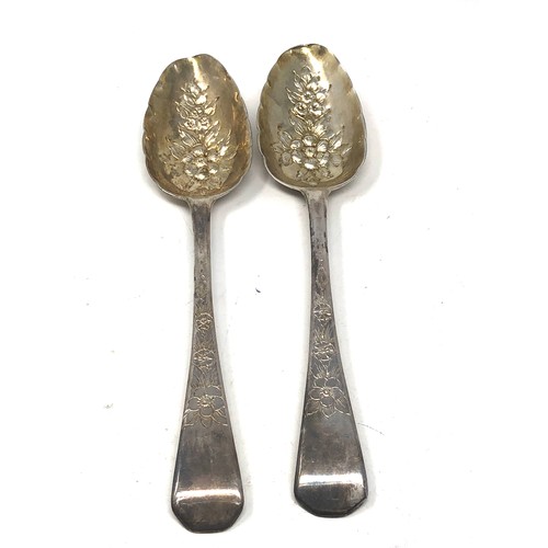 53 - Pair of antique georgian silver berry spoons