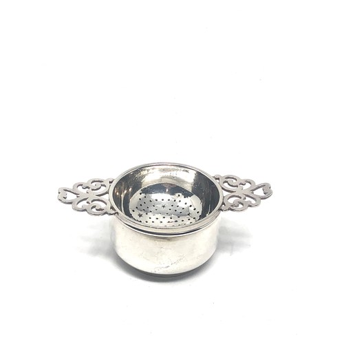 54 - Silver tea strainer & bowl Birmingham silver hallmarks