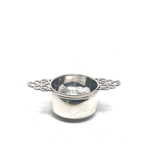 54 - Silver tea strainer & bowl Birmingham silver hallmarks