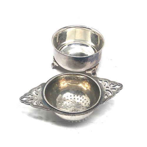 59 - Antique silver tea strainer & bowl