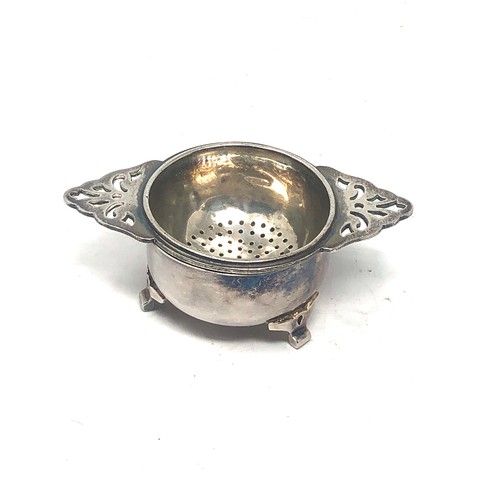 59 - Antique silver tea strainer & bowl