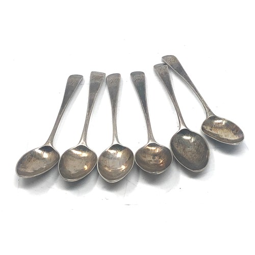 71 - 6 georgian silver tea spoons hallmarks worn