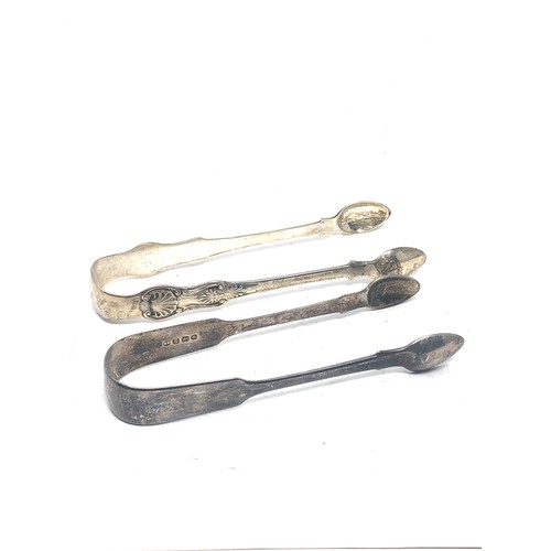 72 - 2 antique silver sugar tongs