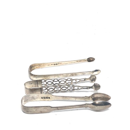 65 - 3 antique silver sugar tongs