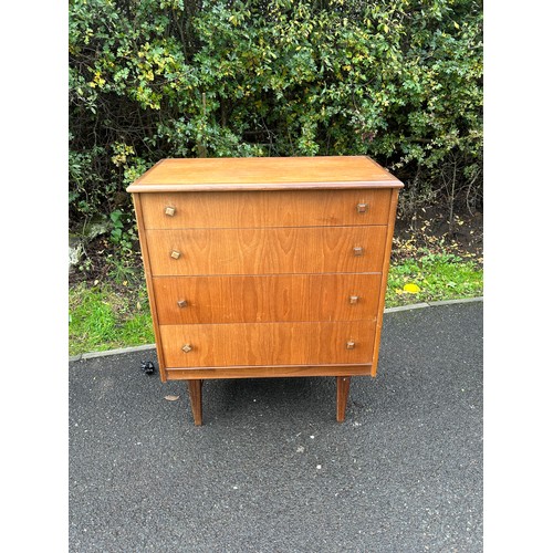 595 - Retro Teak 4 drawer chest, approximate measurements: Height 36 inches, Width 30 inches, Depth 16.5 i... 