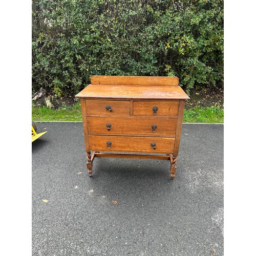 590 - Oak 2 over 2 barley twist chest, approximate measurements: Height 36 inches, Width 36 inches, Depth ... 