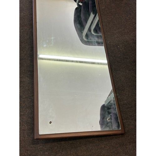 385 - Teak framed mirror, approximate measurements: Height 46.5 inches, Width20 inches