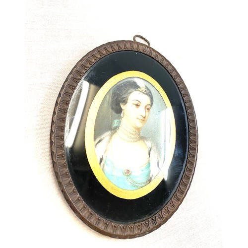 451 - Antique hand painted portrait miniature of Lady Bertrand signed Smart?, approximate measurements: 7c... 