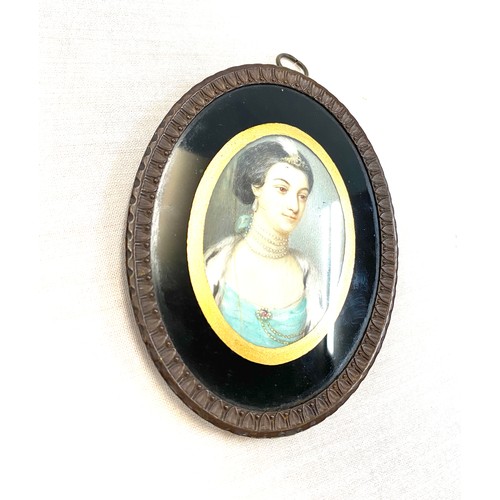 451 - Antique hand painted portrait miniature of Lady Bertrand signed Smart?, approximate measurements: 7c... 