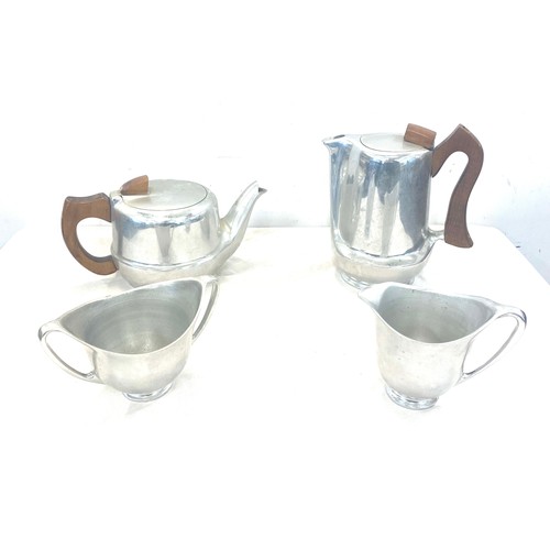 131 - Vintage Picquot ware, 4 piece tea set, aluminium with wooden handles