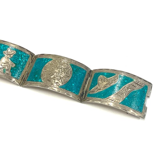 557 - Mexican sterling silver and enamel bracelet, approximate weight 44g