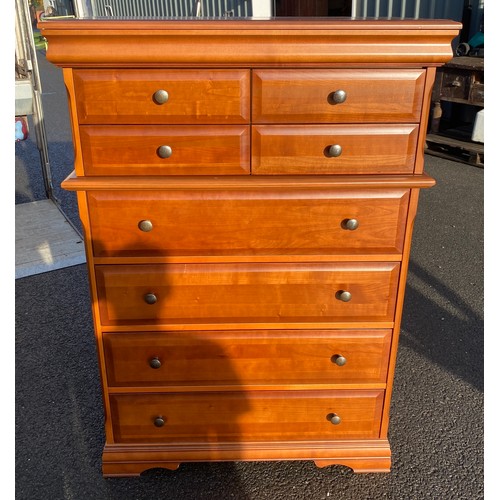 599 - Modern 8 Drawer chest on chest with a vanity draw, measures approx 50.5 inches tall 35.5 inches wide... 