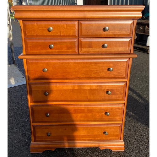 599 - Modern 8 Drawer chest on chest with a vanity draw, measures approx 50.5 inches tall 35.5 inches wide... 