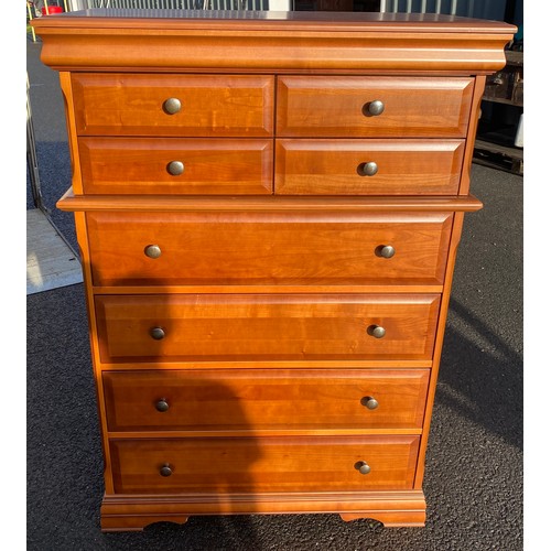 599 - Modern 8 Drawer chest on chest with a vanity draw, measures approx 50.5 inches tall 35.5 inches wide... 