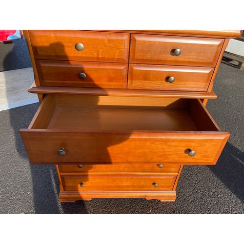 599 - Modern 8 Drawer chest on chest with a vanity draw, measures approx 50.5 inches tall 35.5 inches wide... 