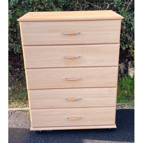 607 - 5 Drawer maple chest of drawers measures approx 43.5 inches tall, 40.5 inches wide 16.5 inches depth