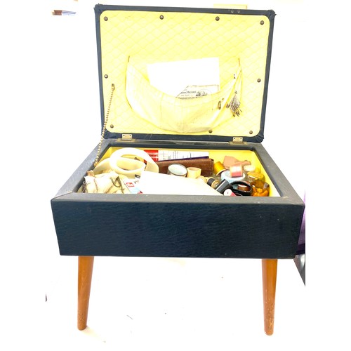 593 - Vintage sewing box and contents