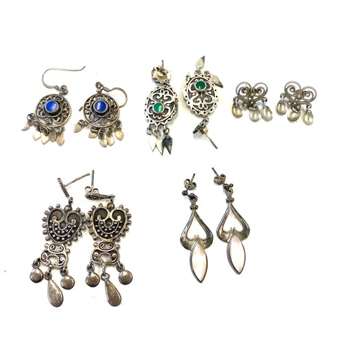 473 - Selection ladies vintage silver drop earrings