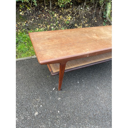 615 - Vintage teak coffee table, possibly Scandinavian measures approx 18.5inches tall, 54 inches wide, 18... 