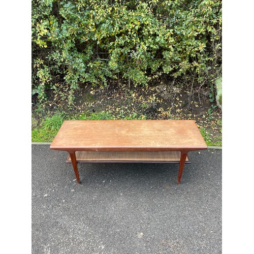 615 - Vintage teak coffee table, possibly Scandinavian measures approx 18.5inches tall, 54 inches wide, 18... 