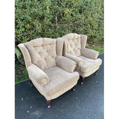 626 - Pair of queen anne fireside chairs