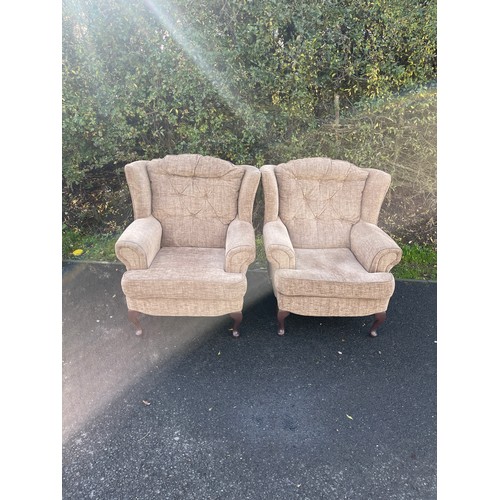 626 - Pair of queen anne fireside chairs