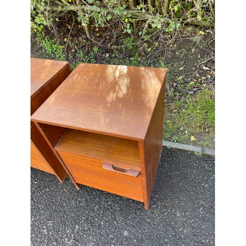 627 - Pair of vintage teak bedside tables/ night stands, possibly Avalon