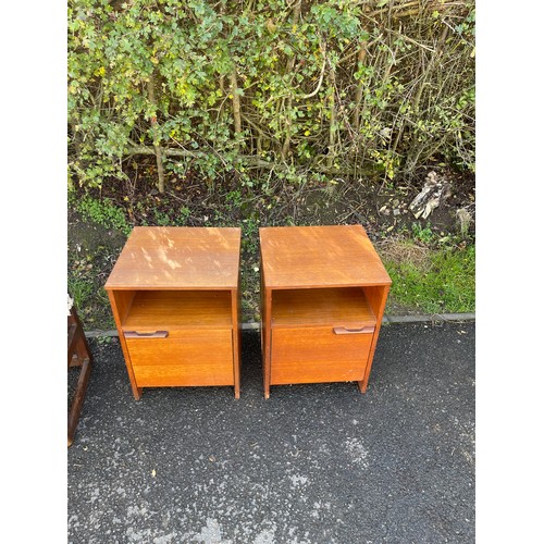 627 - Pair of vintage teak bedside tables/ night stands, possibly Avalon