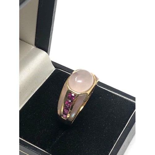 115 - Fine rose quartz & gemstone set ring weight 6g