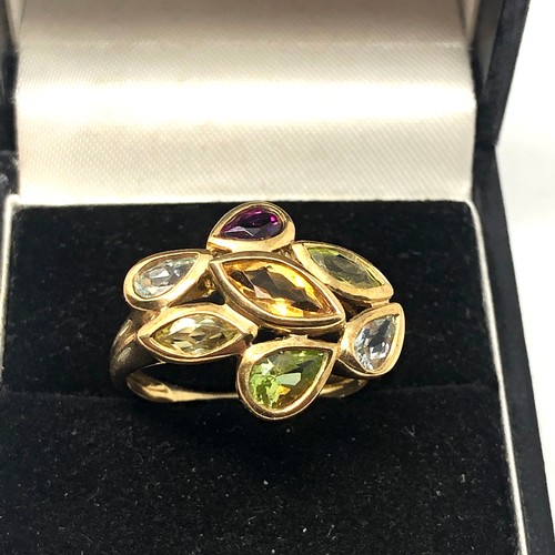 118 - Fine mixed gemstone ring amethyst citrine & peridot weight 4.6g