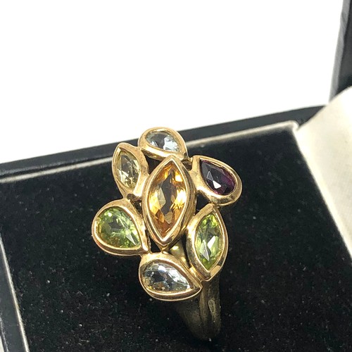 118 - Fine mixed gemstone ring amethyst citrine & peridot weight 4.6g