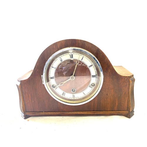 159 - Vintage 3 Key hole mantel clock, untested with key and pendulum