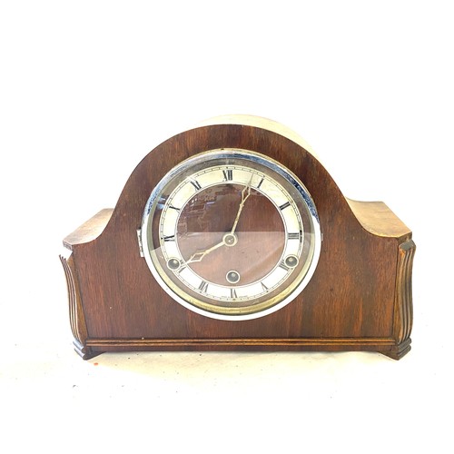 159 - Vintage 3 Key hole mantel clock, untested with key and pendulum