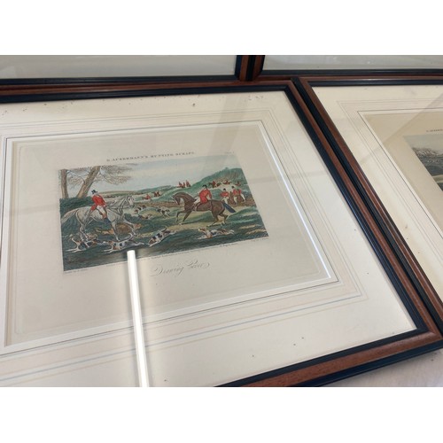 152 - Selection of 4 hunting scene prints largest measures approx 17.5 inches wide by 15 inches tall