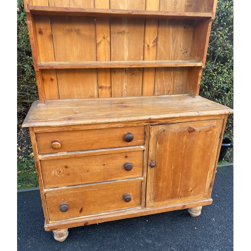 632 - Pine 3 drawer 1 door welsh dresser 83 inches tall 48 inches wide 19 inches depth