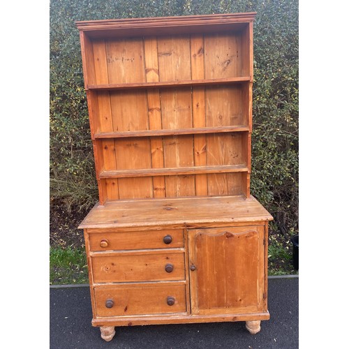 632 - Pine 3 drawer 1 door welsh dresser 83 inches tall 48 inches wide 19 inches depth