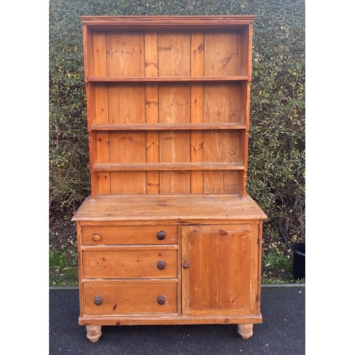 632 - Pine 3 drawer 1 door welsh dresser 83 inches tall 48 inches wide 19 inches depth