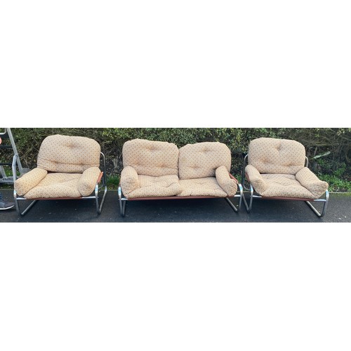 635 - Retro 2 Seater sofa and 2 chairs