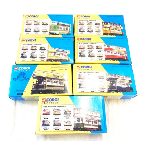 116 - 7 Brand new in boxes Corgi Classic limited edition trams includes 36603, 36801, 36601, 36701, 36602,... 