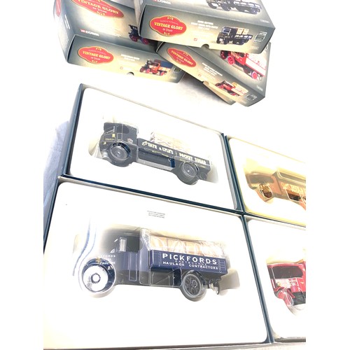 328 - 4 Boxed Corgi Vintage Glory Foden flatbed steamer, super sentinel, foden dropside wagon, foden steam... 