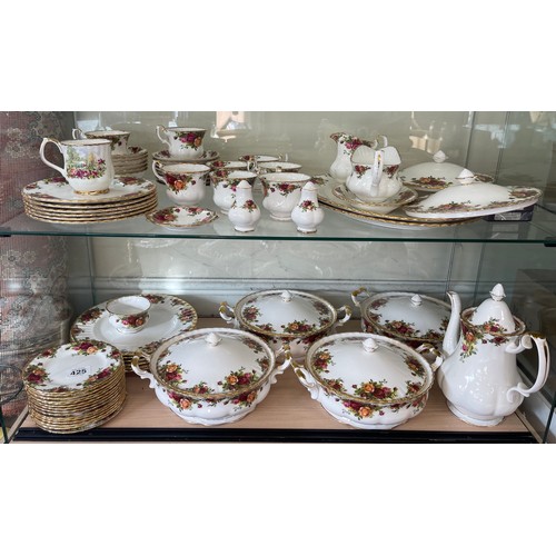 425 - Part Royal Albert Old Country rose dinner/ tea service includes Coffee pot, tureens, cups, saucers, ... 